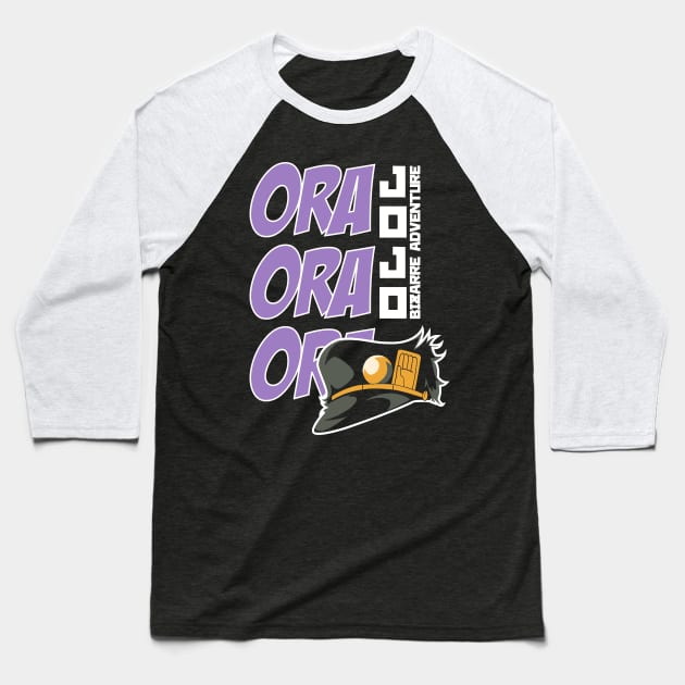 ORA ORA ORA JJBA Anime Fanart Baseball T-Shirt by Planet of Tees